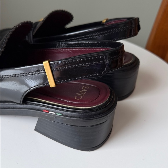 Sarto by Franco Sarto Gianna slingback loafers patent leather gold-tone hardware - Picture 12 of 14